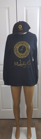 Combo - Black and Gold Logo Long Sleeve T-Shirt and Fitted Baseball Cap