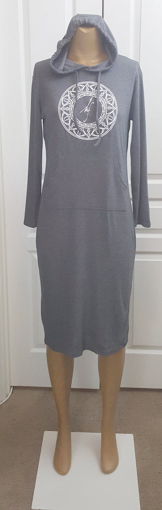 Gray and White Hoodie Tunic/Dress