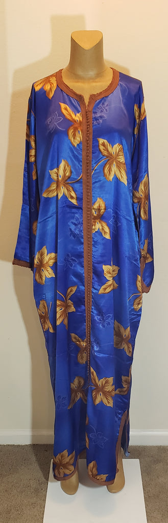 X-Large Royal Blue with Brown Floral
