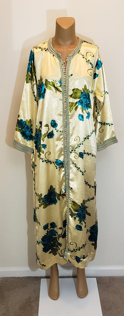 X-Large - Off White and Teal Floral