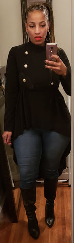 Black Military Hi/Lo Tunic