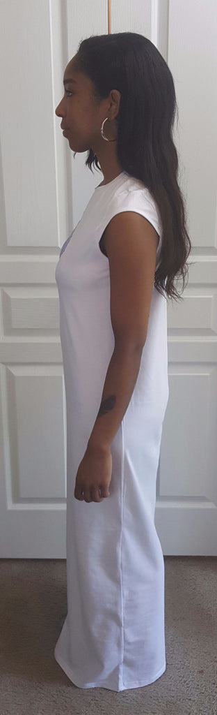 Blue and White Stripe Color Block Maxi