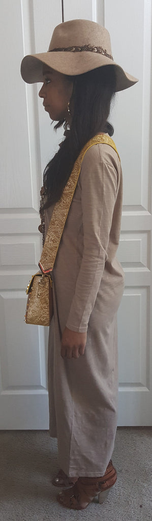 Taupe Midi Length Shirt Dress