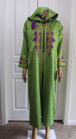 Lime Green, Purple and Yellow Hooded Abaya/Kimono