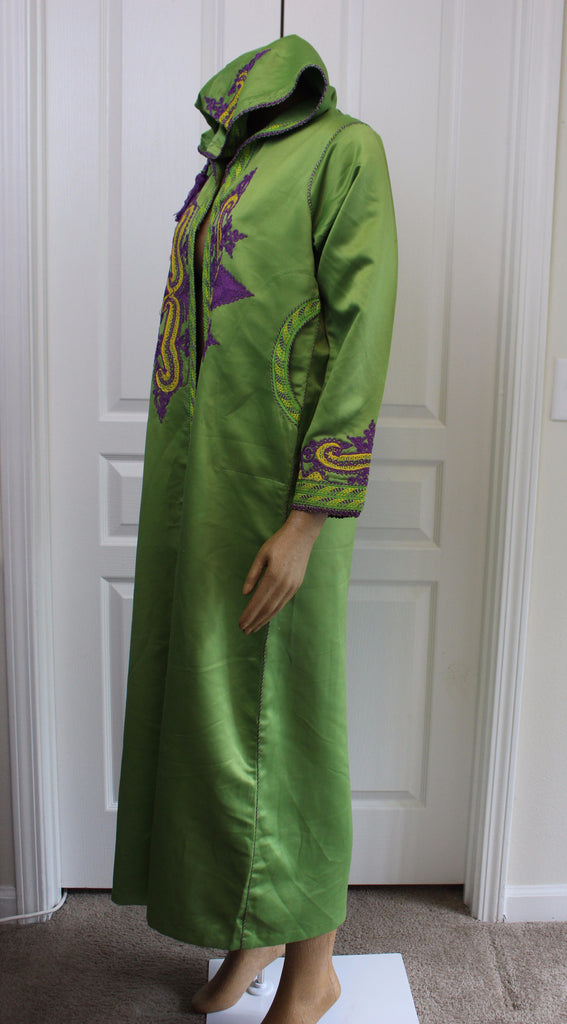 Lime Green, Purple and Yellow Hooded Abaya/Kimono