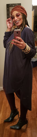 Navy Knit Hi/Lo Rounded Tunic