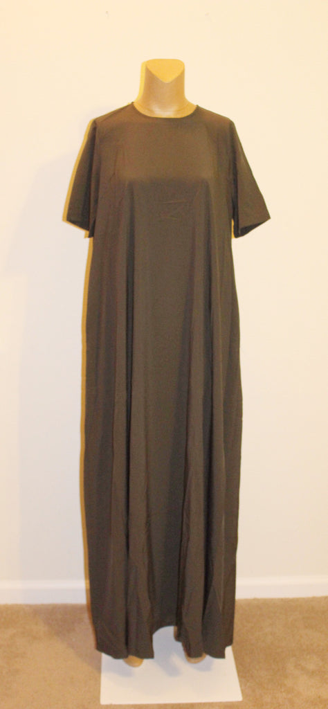 Dark Olive Green Short Sleeve Maxi Dress