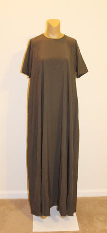 Dark Olive Green Short Sleeve Maxi Dress