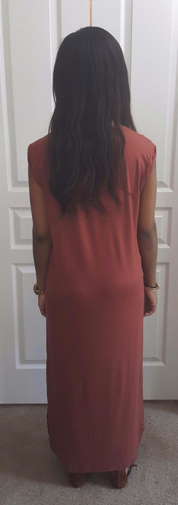 Rolled Sleeve, Side Slit Maxi Shirt Dress