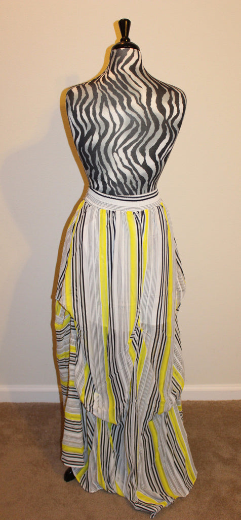 Yellow, Black and White Striped Goth Skirt