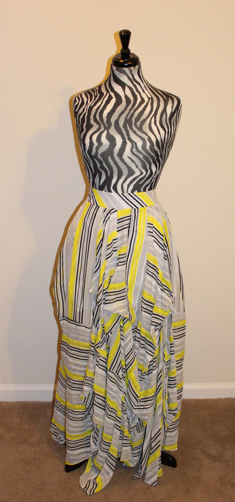 Yellow, Black and White Striped Goth Skirt