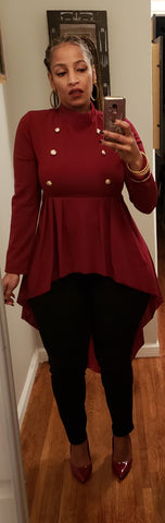 Burgundy Military Hi/Lo Tunic