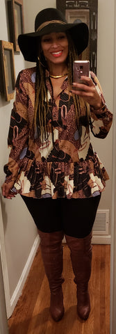 Equestrian Pleated Peplum Top