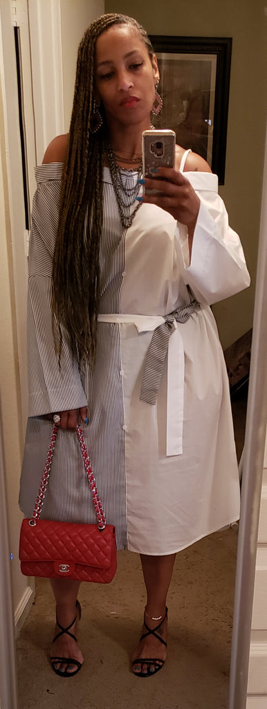 Striped Contrast Shirtdress