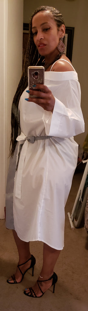 Striped Contrast Shirtdress